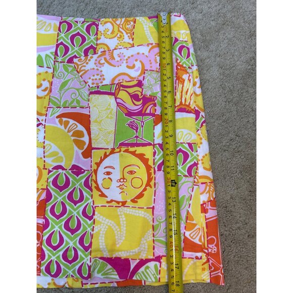 Lilly Pulitzer Women's A-Line Citrus & Sunshine Patchwork Skirt Cotton Pockets 4 - Picture 4 of 11